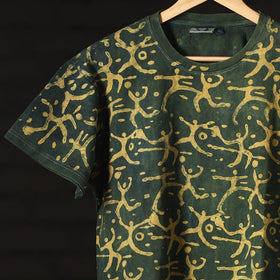Buy Bindaas Natural Dyed Art Block Print Round Neck T-shirt in Pure Cotton Online at iTokri.com