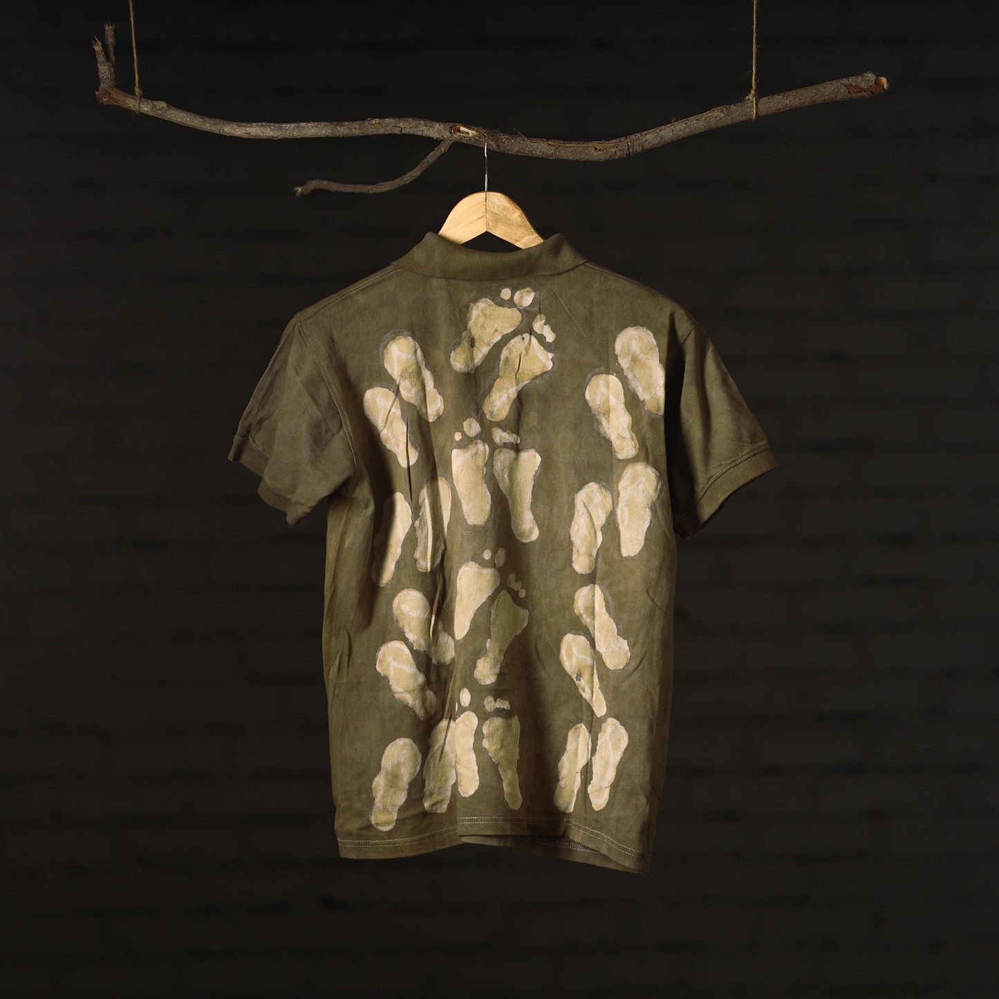 Buy Green Bindaas Natural Dyed Art Block Print Polo Collar T-shirt