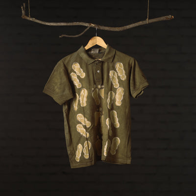 Buy Green Bindaas Natural Dyed Art Block Print Polo Collar T-shirt