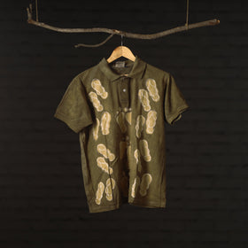 Buy Green Bindaas Natural Dyed Art Block Print Polo Collar T-shirt