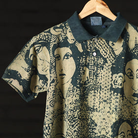 Buy Bindaas Natural Dyed Art Block Print Polo Collar T-shirt in Pure Cotton Online at iTokri.com