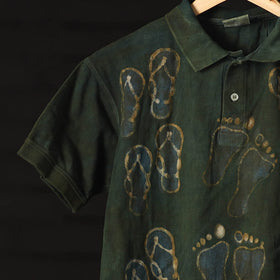 Buy Bindaas Natural Dyed Art Block Print Polo Collar T-shirt in Pure Cotton Online at iTokri.com
