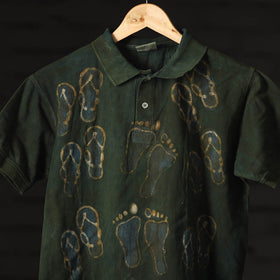 Buy Bindaas Natural Dyed Art Block Print Polo Collar T-shirt in Pure Cotton Online at iTokri.com