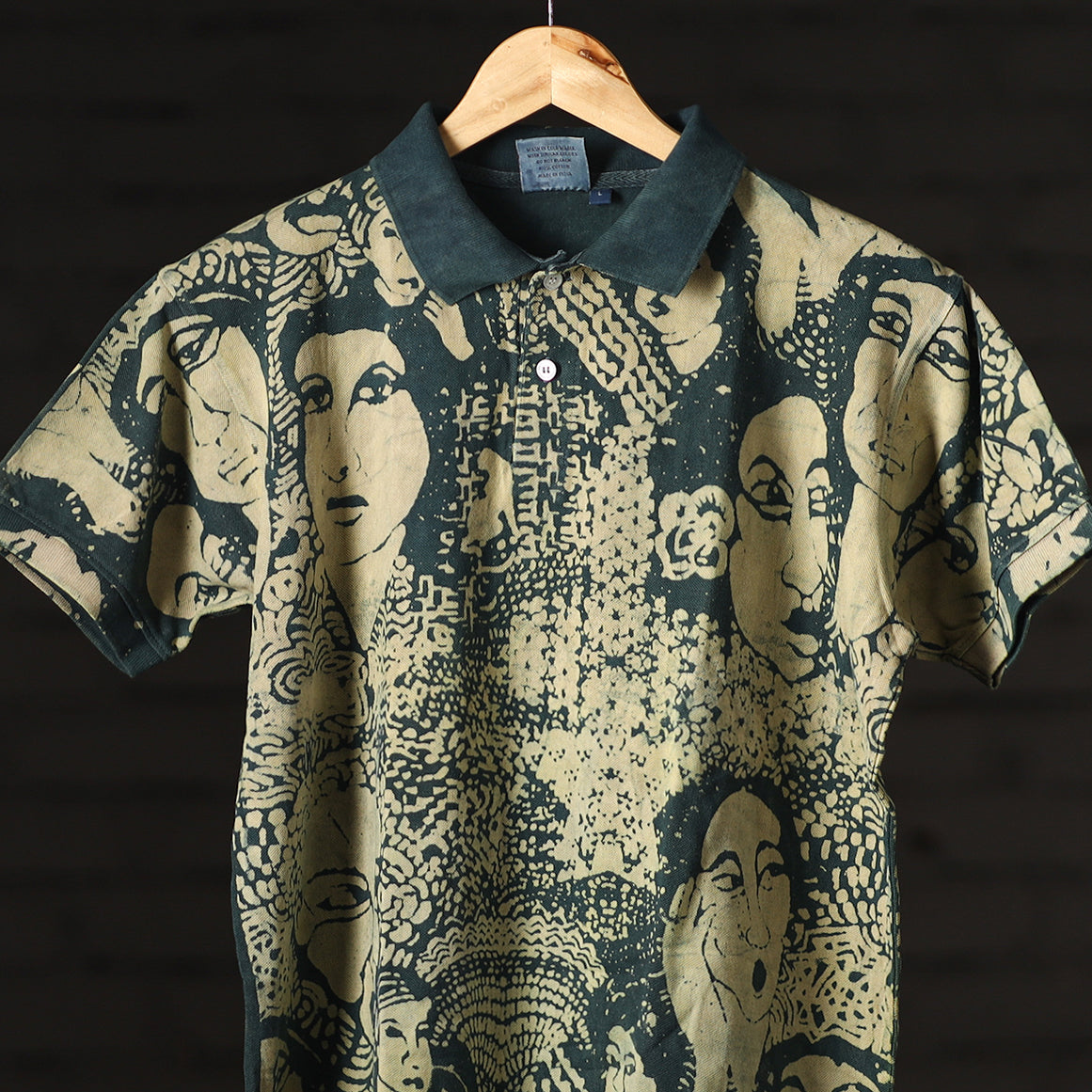 Buy Bindaas Natural Dyed Art Block Print Polo Collar T-shirt in Pure Cotton Online at iTokri.com