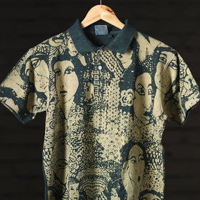 Buy Bindaas Natural Dyed Art Block Print Polo Collar T-shirt in Pure Cotton Online at iTokri.com