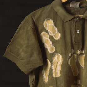 Buy Green Bindaas Natural Dyed Art Block Print Polo Collar T-shirt