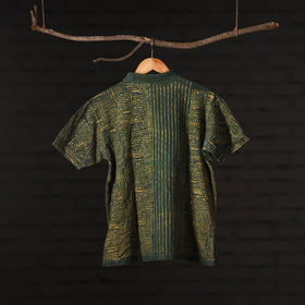 Bindaas Natural Dyed Art Block Print Unisex Polo Collar T-shirt