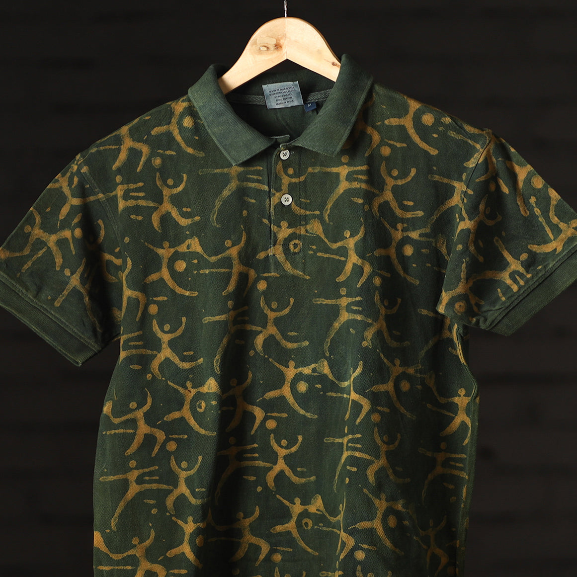 Buy Bindaas Natural Dyed Art Block Print Polo Collar T-shirt in Pure Cotton Online at iTokri.com