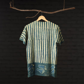  Block Art Prints Natural Dyed Cotton Round Neck T-shirt Online at iTokri.com