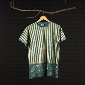  Block Art Prints Natural Dyed Cotton Round Neck T-shirt Online at iTokri.com