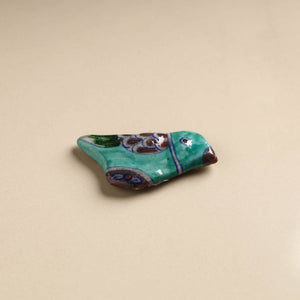 Teal Bird Original Blue Pottery Ceramic Fridge Magnet 