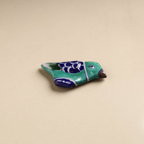 Teal Green Bird Blue Pottery Ceramic Fridge Magnet 