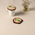 Birds - handpainted pine wood coaster (set of 2) 01