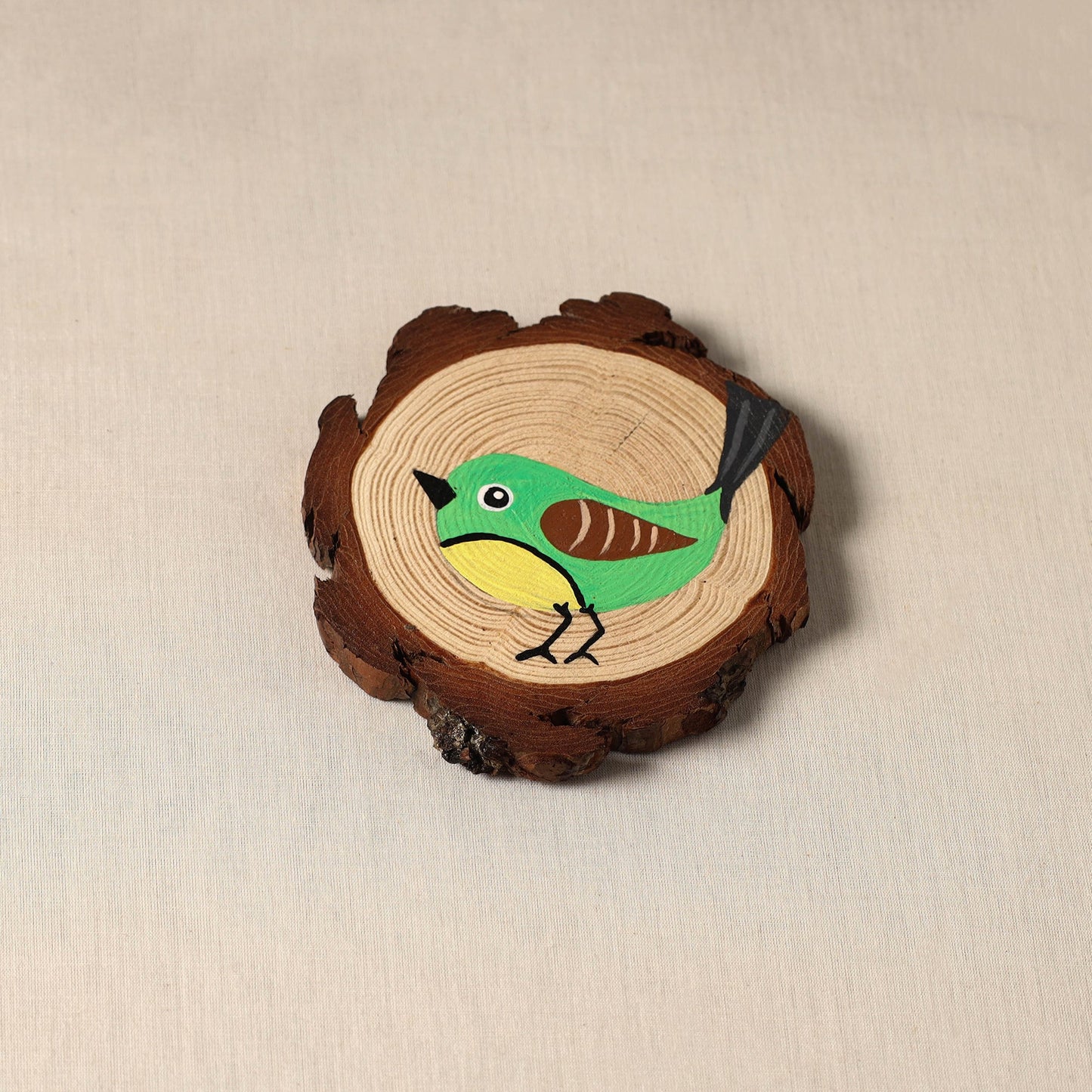 Birds - handpainted pine wood coaster (set of 4) 08