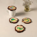 Birds - handpainted pine wood coaster (set of 4) 08