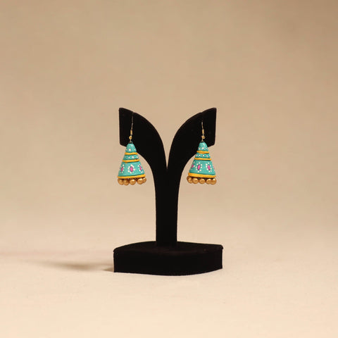 Bishnupur handpainted cone shape terracotta jhumka earrings