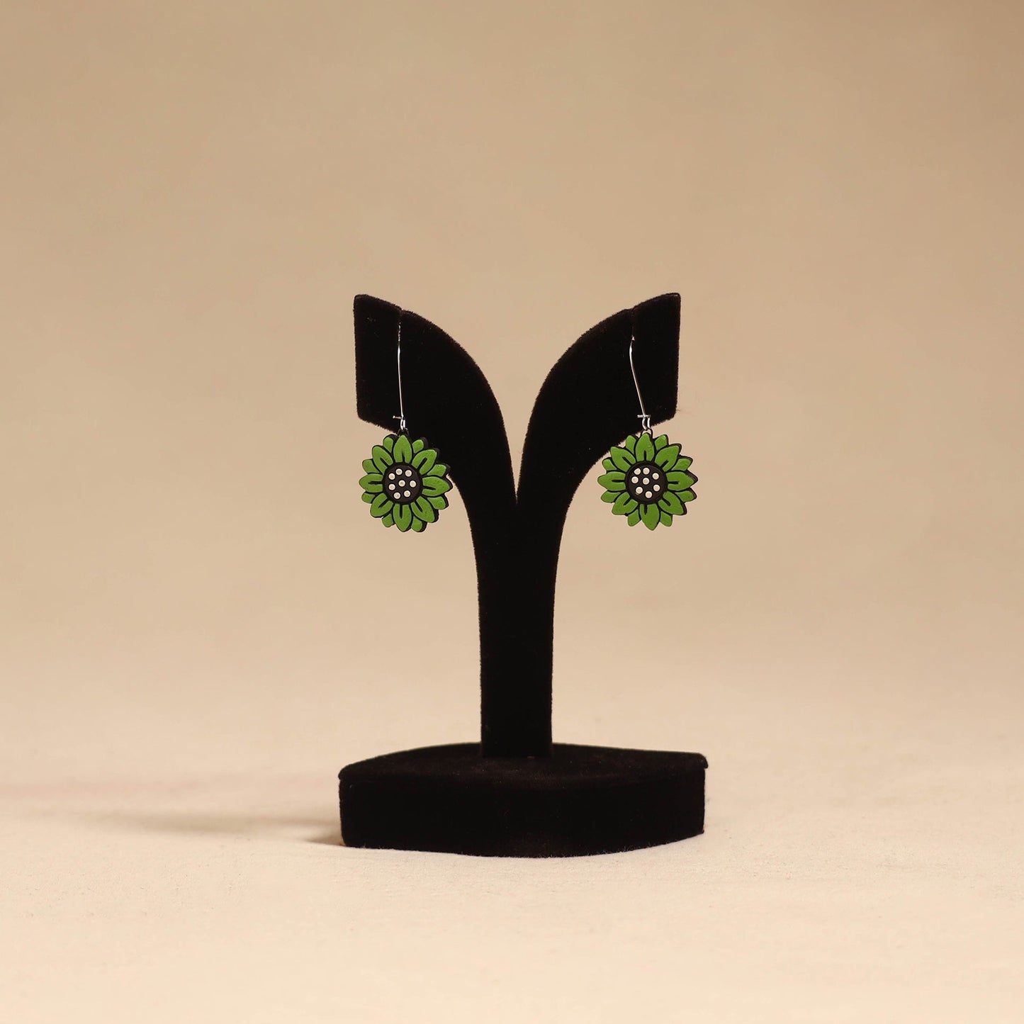 Bishnupur handpainted flower shape terracotta earrings 99
