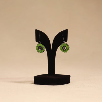 Bishnupur handpainted flower shape terracotta earrings 99