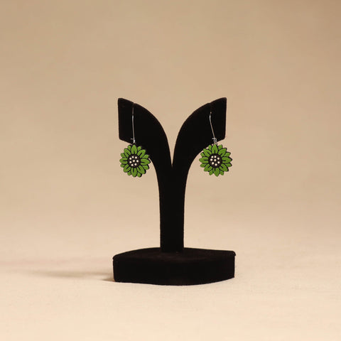 Bishnupur handpainted flower shape terracotta earrings 99