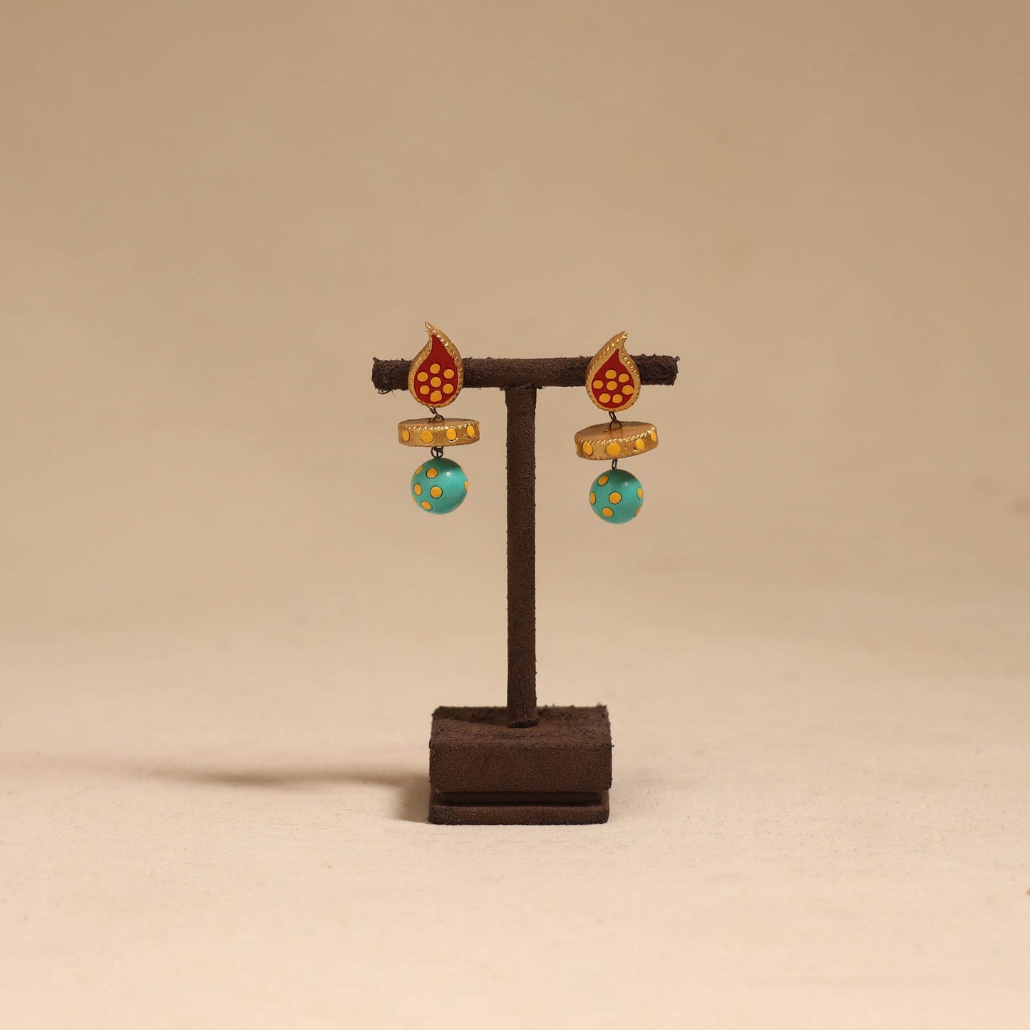 Bishnupur handpainted terracotta earrings 120 - handcrafted