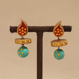 Bishnupur handpainted terracotta earrings 120 - handcrafted