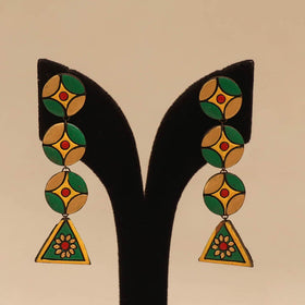 Bishnupur handpainted terracotta earrings 152 - handcrafted