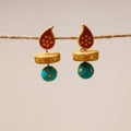 Green Bishnupur Handpainted Terracotta Earrings