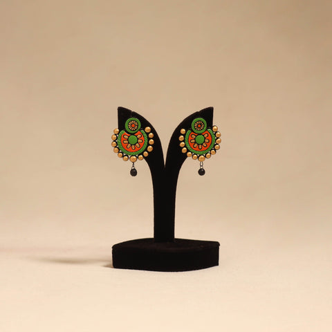 Bishnupur handpainted terracotta earrings 55 - handcrafted