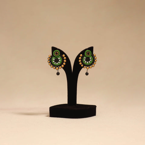 Bishnupur handpainted terracotta earrings 56 - handcrafted