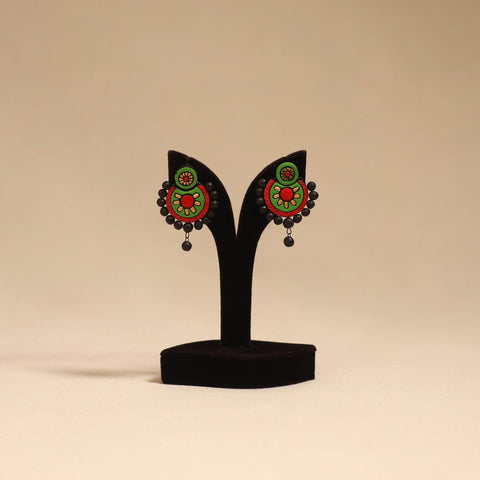 Bishnupur handpainted terracotta earrings 57 - handcrafted