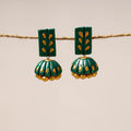 Green Bishnupur Handpainted Terracotta Jhumki Earrings