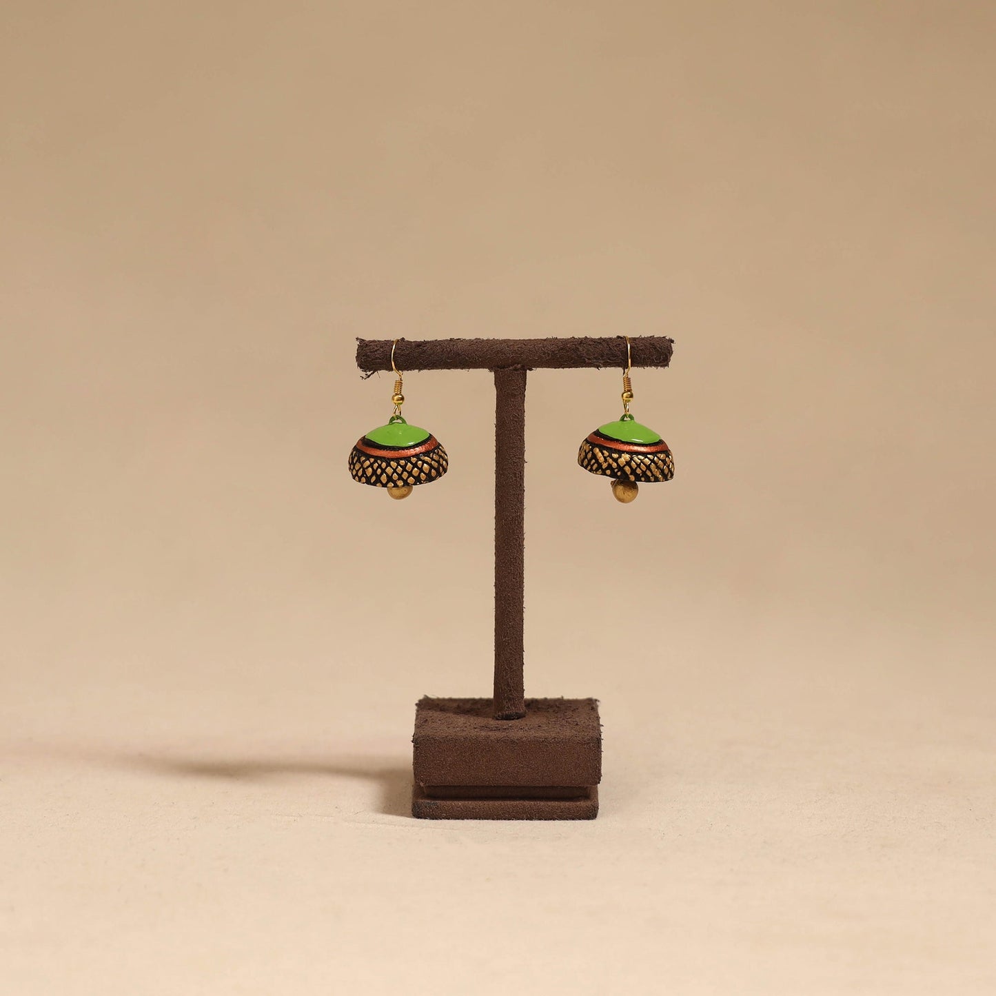Bishnupur handpainted terracotta jhumki earrings 158