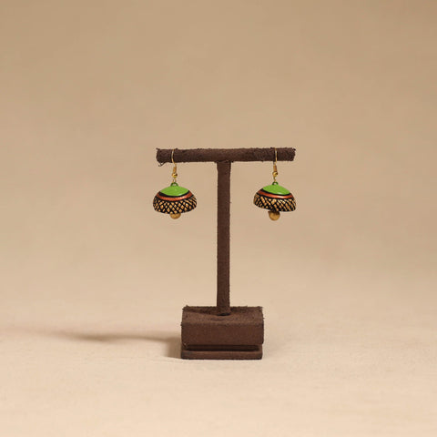 Bishnupur handpainted terracotta jhumki earrings 158