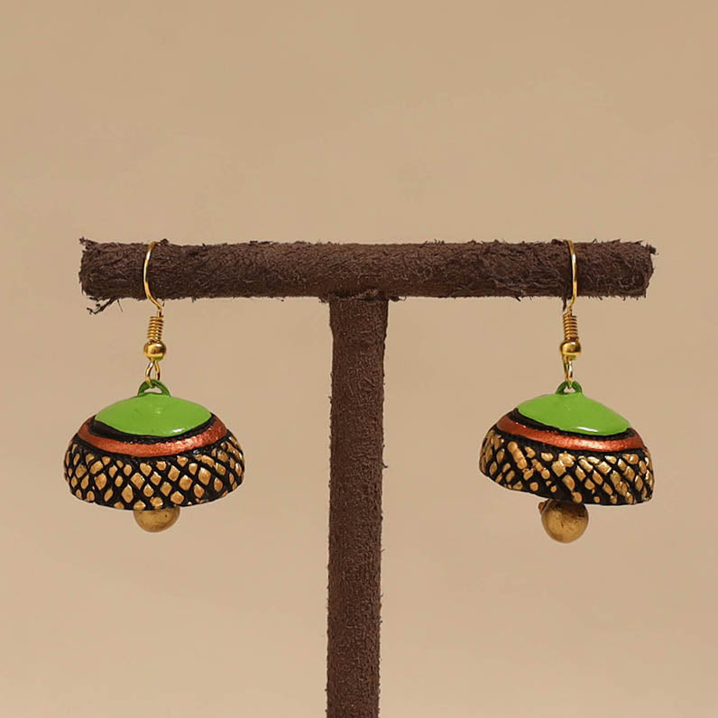 Bishnupur handpainted terracotta jhumki earrings 158