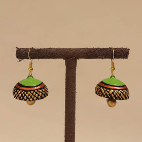 Bishnupur handpainted terracotta jhumki earrings 158