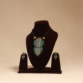 Bishnupur handpainted terracotta necklace set 21