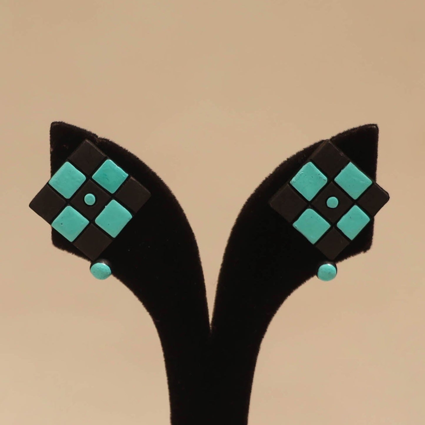 Bishnupur handpainted terracotta stud earrings 173