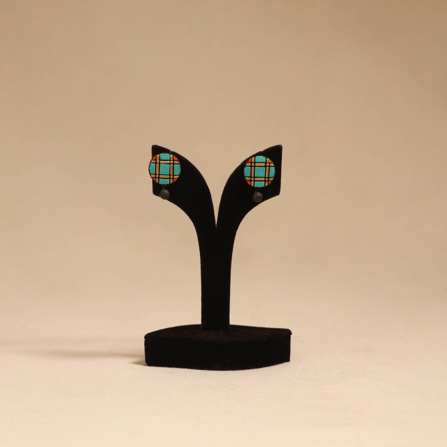 Bishnupur handpainted terracotta stud earrings 176