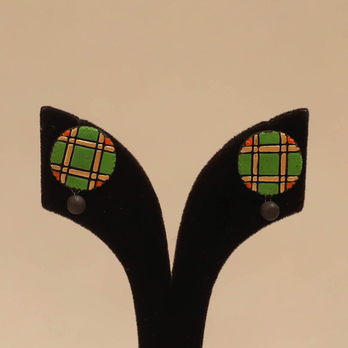 Bishnupur handpainted terracotta stud earrings 177
