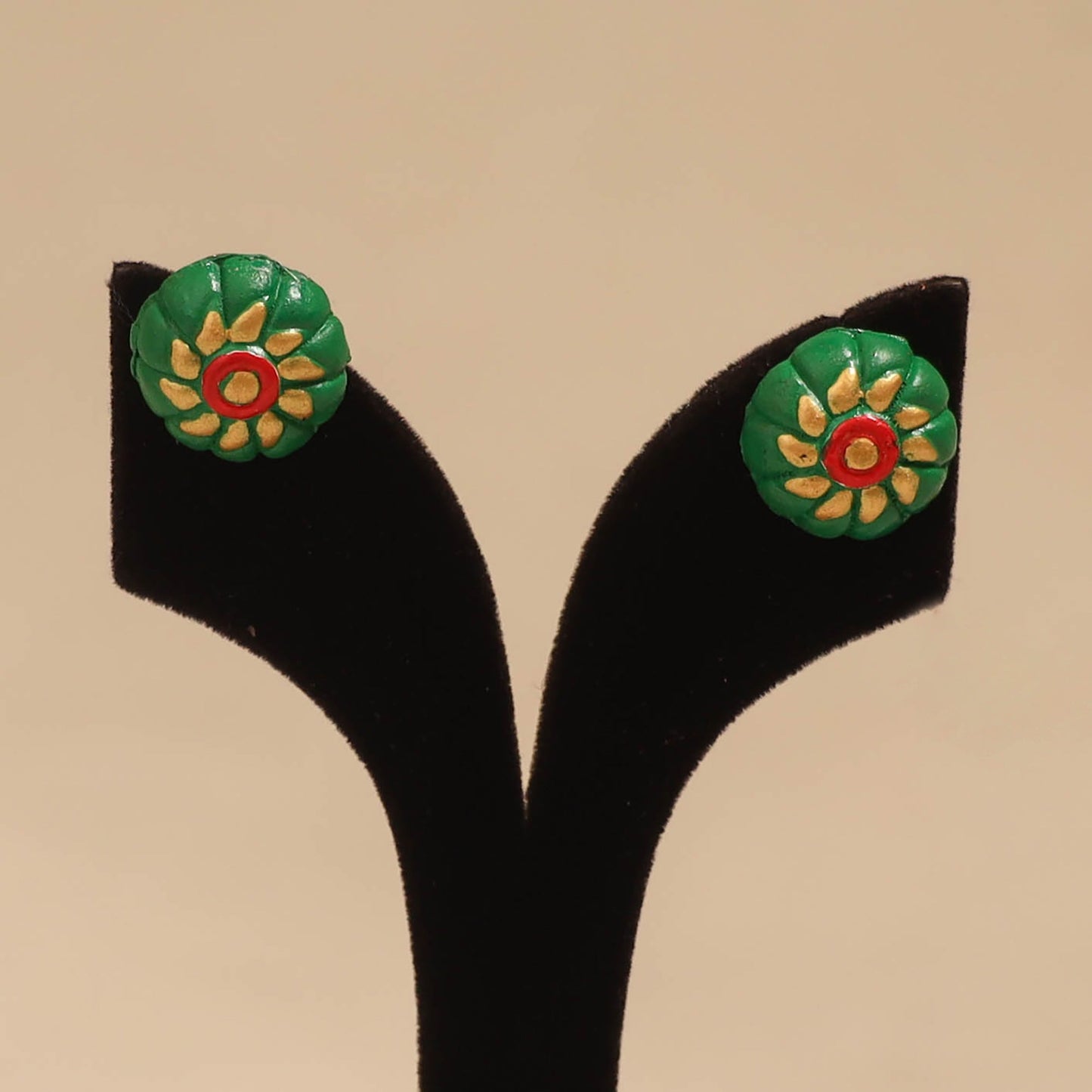 Bishnupur handpainted terracotta stud earrings 42
