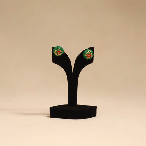 Bishnupur handpainted terracotta stud earrings 42