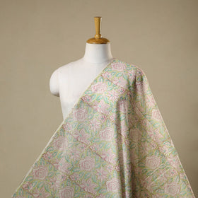 Green - chanderi silk sanganeri fabric 02 - handcrafted