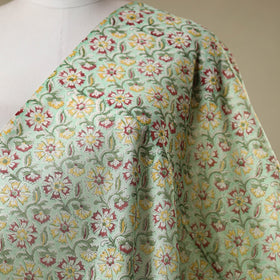 Green - chanderi silk sanganeri fabric 03 - handcrafted