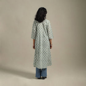 Green - cotton a-line sanganeri kurta 19 - handcrafted