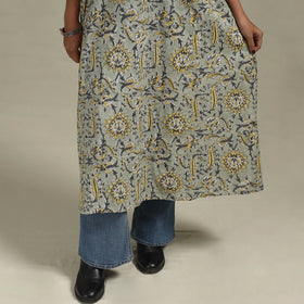 Green - cotton a-line sanganeri kurta 22 - handcrafted