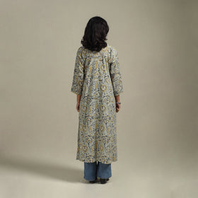 Green - cotton a-line sanganeri kurta 22 - handcrafted