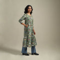 Green - cotton a-line sanganeri kurta 24 - handcrafted