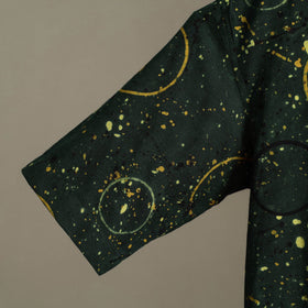 Green Block Print Cotton Men Half Sleeve Ajrakh Shirt