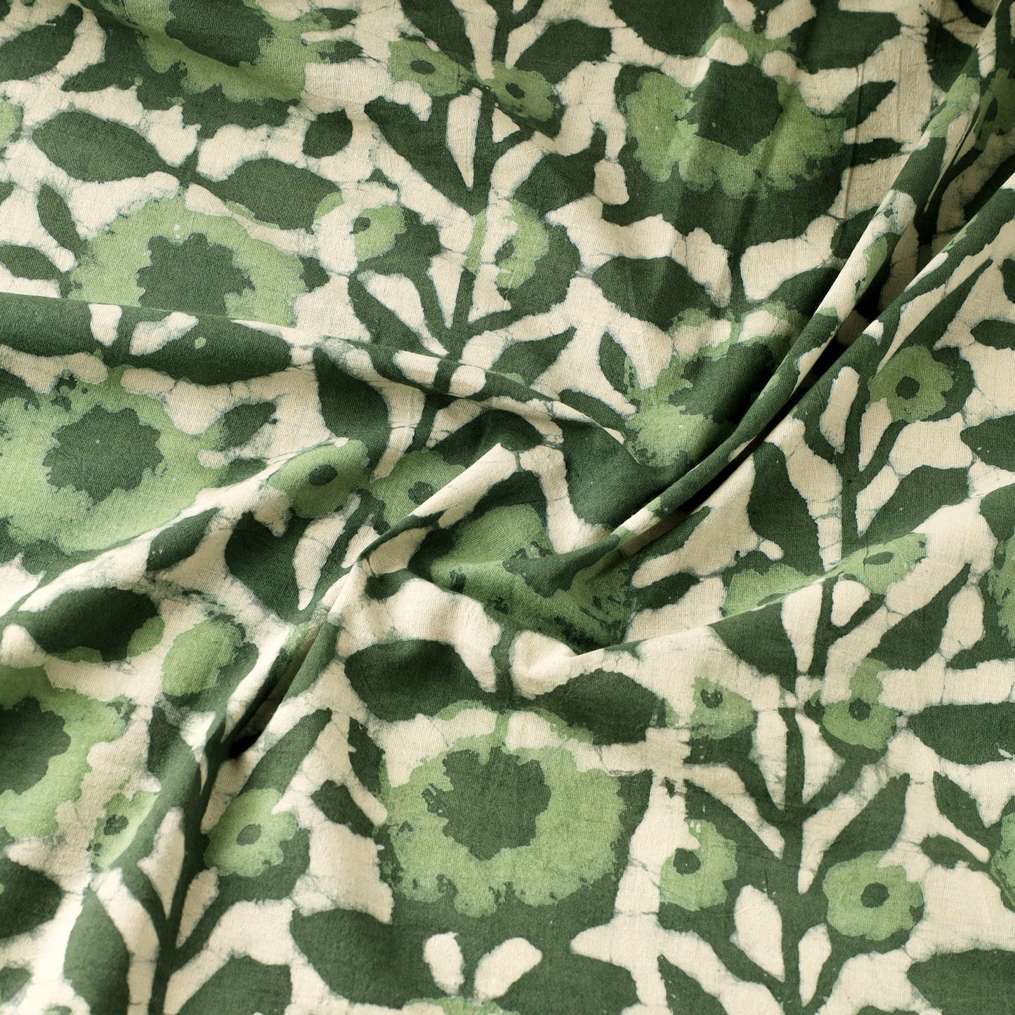Green - Hand Block Print Cotton Natural Dyed Jahota Fabric 18