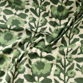 Green - Hand Block Print Cotton Natural Dyed Jahota Fabric 18